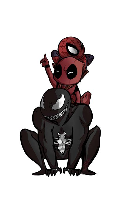 Spidey Deadpool And Venom Chibis