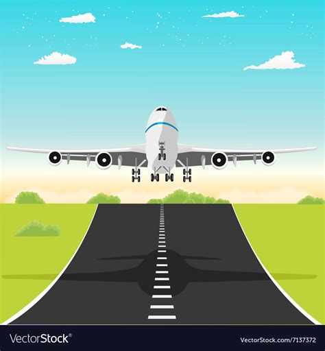 Airplane Taking Off From The Runway Royalty Free Vector