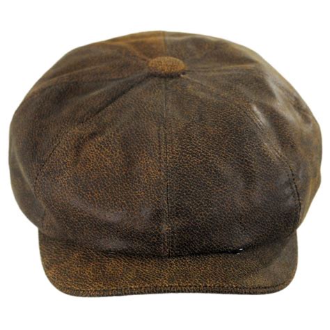Jaxon Hats Leather Newsboy Cap Brown Newsboy Caps