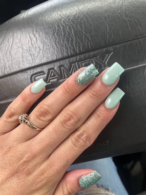 Nailsart Nails Mintgreen Glitter Mint Acrylics Shortnails