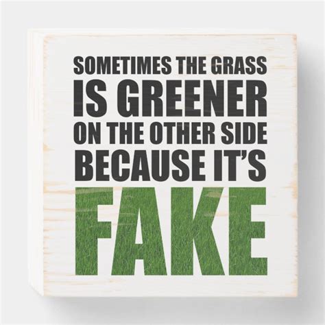 Sometimes The Grass Is Greener Because Its Fake Wooden Box Sign