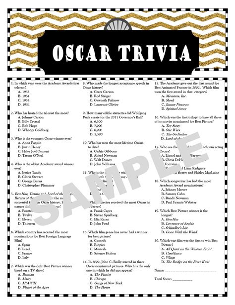 Oscar Trivia Questions Printable Printable Questions And Answers