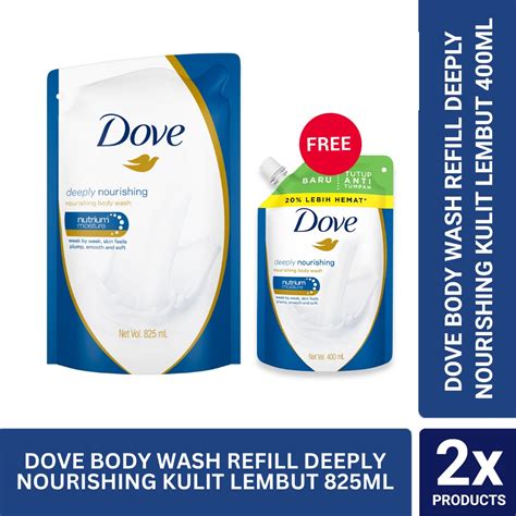 Jual Dove Body Wash Refill Deeply Nourishing Kulit Lembut 825ml Free