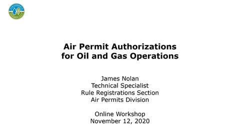Air Permitting Options For The Oil And Gas Industry Workshop November