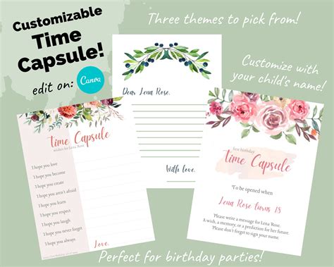 Time Capsule Sign Message Letter And Wishes Cards First Etsy