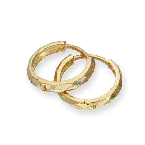 Ct Gold Faceted Huggie Hoops Earrings Jewellerybox Co Uk