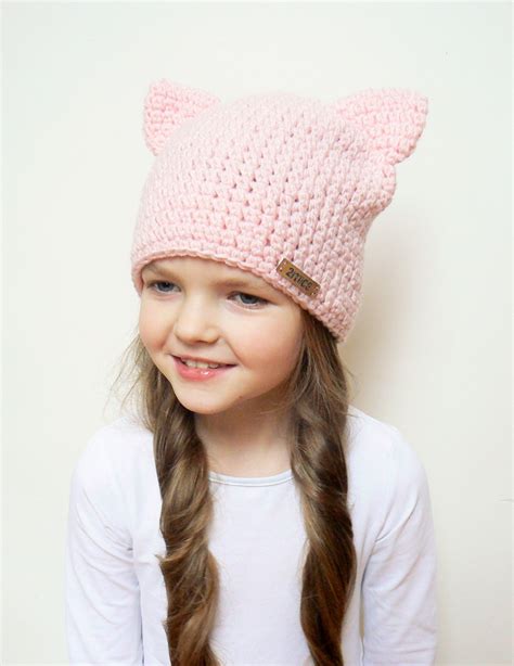 Pink Cat Hat Ear Hat Cat Ear Beanie Kitty Hat Cat Beanie Etsy