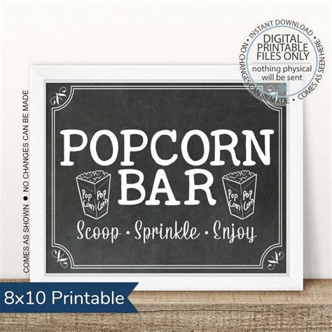 Popcorn Bar Instant Download Simply Order Download Print And Enjoy The