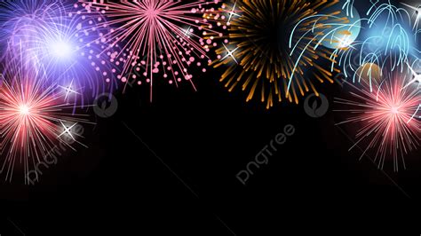 New Year Fireworks Border Colorful Bloom Background New Year