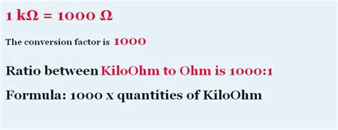 Kiloohm To Ohm Conversion Chart Conversion Factors Conversion Chart