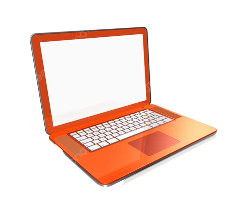 كمبيوتر محمول برتقالي معزول على كمبيوتر محمول أبيض حديث شاشات
