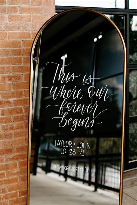 Welcome Sign Gold Mirror Hand Lettering This Is Where Our Forever