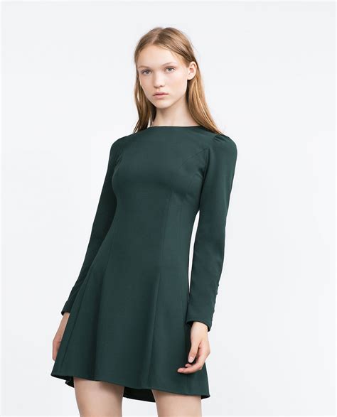 Zara Cuffed Dress In Green Lyst