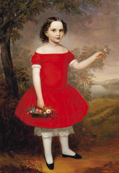 American School 19th Century Portrait Of A Young Girl Full Length In A Red Dress Christies
