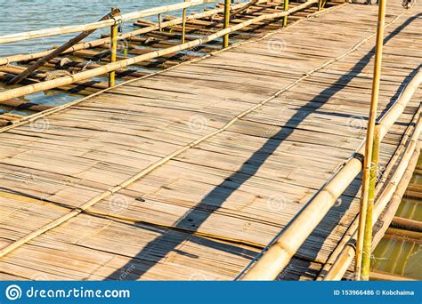 The Bamboo Bridge In Kwan Phayao Lake Stock Photo Image Of Path
