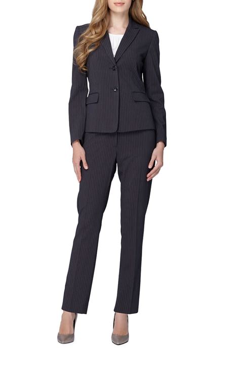 Womens Business Suit In Pinstripe Cloth For A Power Look Baron Boutique