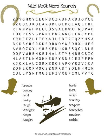 Wild West Word Search Printable Wild West Activities Wild West