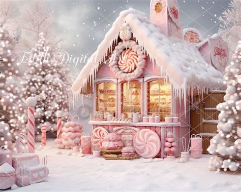 Gingerbread House Digital Backdrop Christmas Digital Background