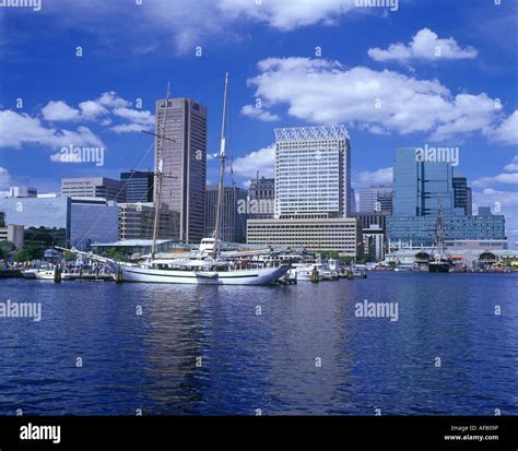 Inner Harbor Skyline Downtown Baltimore Maryland Usa Stock Photo Alamy