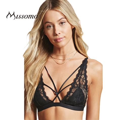 missomo women bras solid belt black sexy embroidery breathable lace mesh sheer lace up underwear