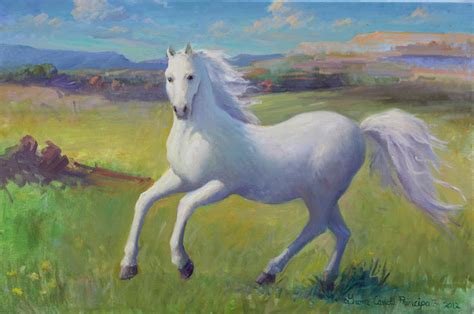 White Horse Painting On Canvas Of Heavenly Horse Br
