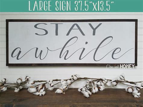 Large Stay Awhile Sign Farmhouse Decor Wood Sign Stay Awhile