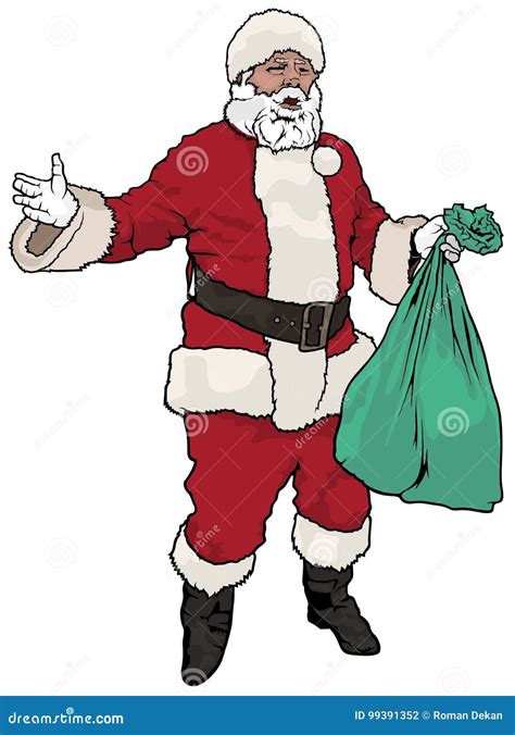 Santa Claus Holding Sack Stock Vector Illustration Of Gesturing 99391352