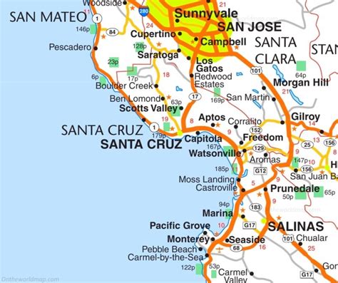 Santa Cruz Area Road Map California