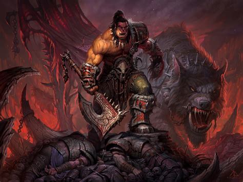 Orcs Axes Creature World Of Warcraft Warlords Of Draenor Grommash