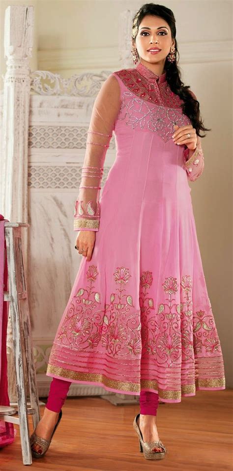 Isha Koppikar Light Pink Georgette Bollywood Salwar Kameez 43603 Bridal Saree Anarkali Suits