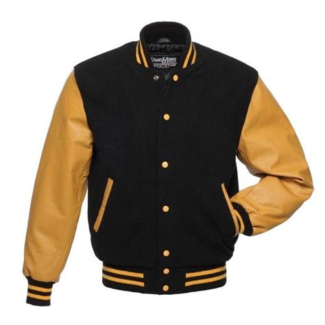 Black Wool And Gold Leather Varsity Jacket C134 Us 50 Liked On