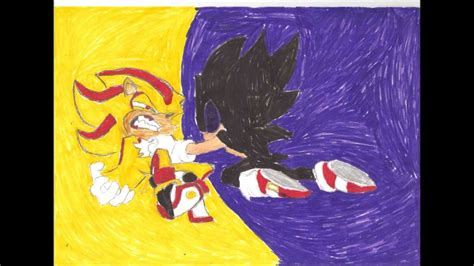 Use only one direction in the whole picture! How to draw super shadow vs dark sonic - YouTube
