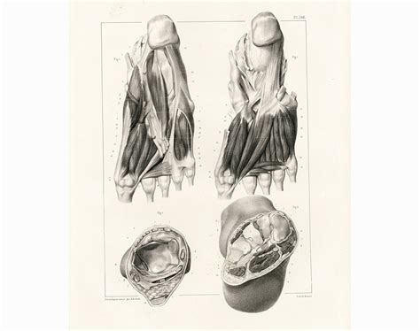 1836 Muscles Ligaments Nerfs Du Pied Planche Anatomique Corps Humain