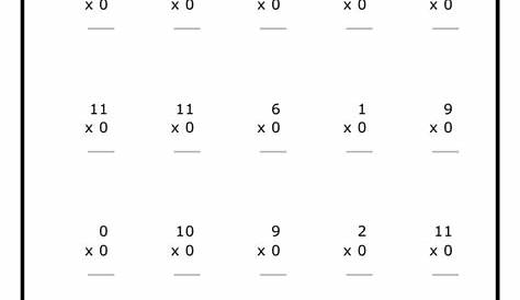 Multiplication by Zero Worksheet