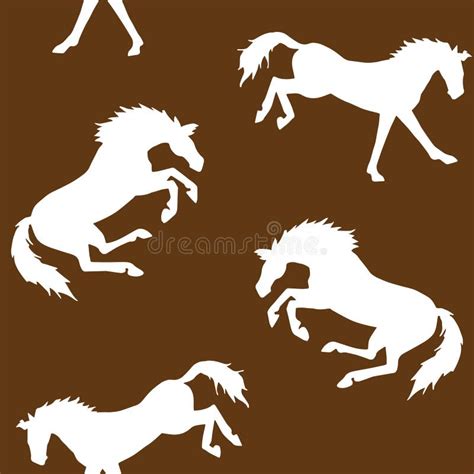 Vector Seamless Pattern Of Kick Horse Silhouette Stock Vector