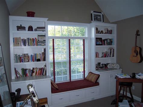 Alluring Ikea White High End Bookshelves Adjoining Window Seat With
