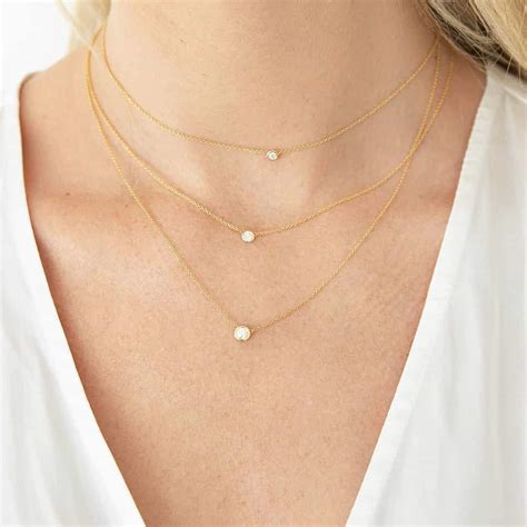 Diamond Solitaire Bezel Necklace Baby Gold