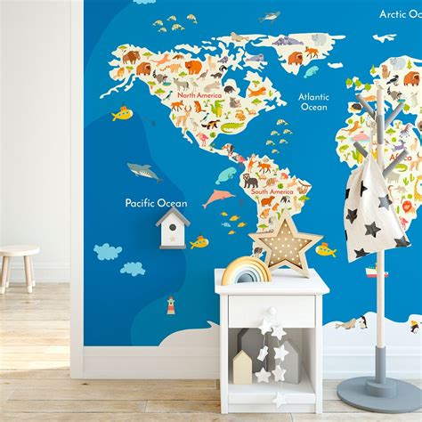 World Map No Wall Mural Print Orchard