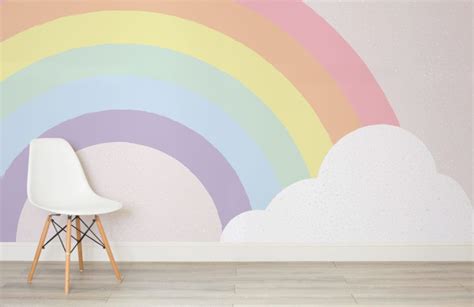 Rainbow in room intend to help a child in developing knowledge about a particular skill or subject without they are helpful at providing lively training sessions to kids. Kids Pastel Rainbow Wallpaper Mural in 2020 | Kids room ...