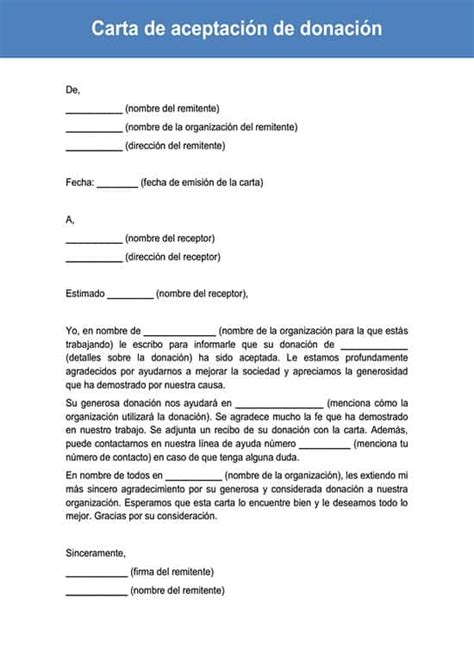 Carta De Aceptación De Donación Ejemplos Y Modelos Para Usar