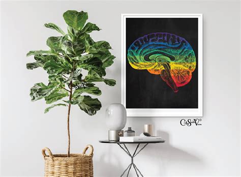 Brain Anatomy Printable Wall Art Rainbow Anatomy Art Poster Alzheimer