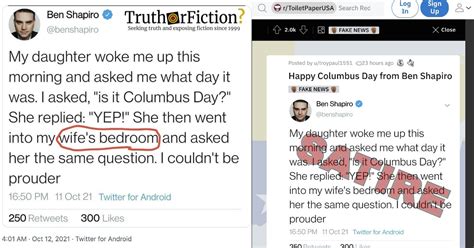 Ben Shapiro ‘wife’s Bedroom’ Columbus Day Tweet Truth Or Fiction