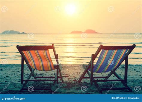 Sun Loungers On The Sea Beach Relax Stock Photo Image Of Beauty