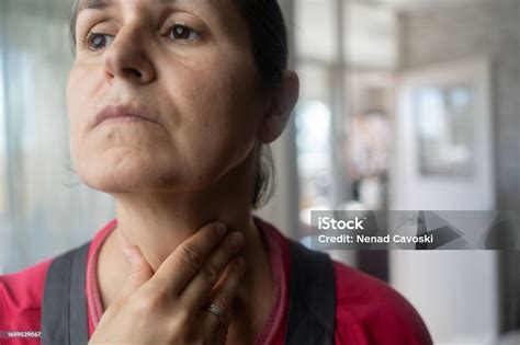 Woman Touching Neck Stock Photo Download Image Now Lymph Node