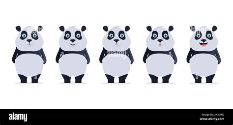 Cute Panda Panda Animal Characters Vector Set Pandas Bear Character