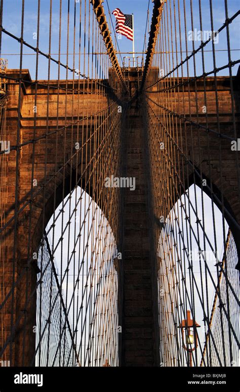 United States New York Brooklyn Bridge Designed By John Augustus Roebling Was Opened In 1883