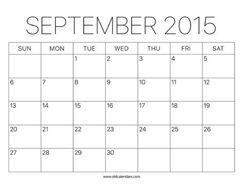 2015 Calendar September Printable Old Calendars