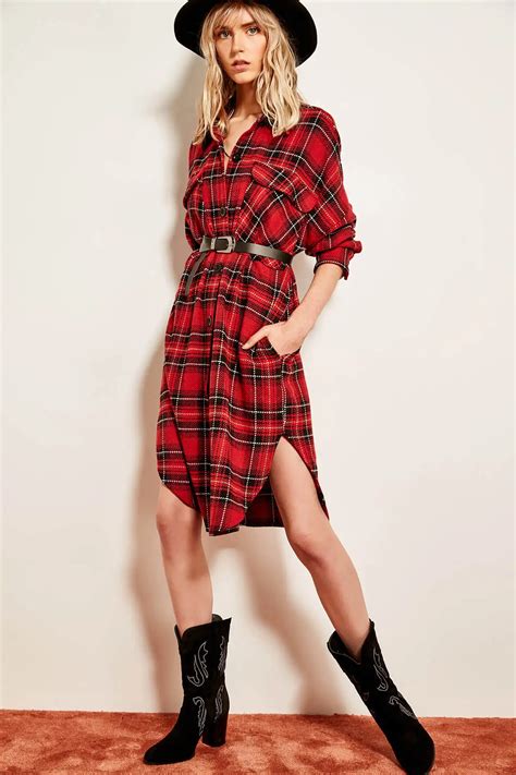 Trendyol Arched Thin Red Plaid Dress Tclaw19os0054 In Basic Jackets