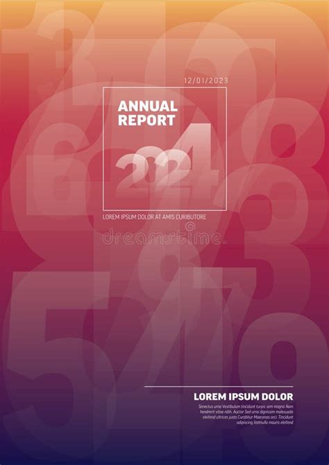 Red Annual Report Front Cover Page Template With Big Numbers Stock