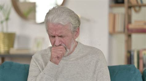 Portrait Of Sick Old Man Coughing At Home Stock Video Video Of